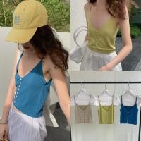 ราคา I2876 เสื้อสายเดี่ยว ผ้าทอเนื้อนิ่ม แต่งกระดุม แฟชั่นเกาหลี TAG KOREA (43102223814)