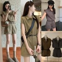 ราคา W3525 ชุดเซ็ท 2 ชิ้น เสื้อเชิ้ตแขนกุด มาพร้อมกางเกงขาสั้น มีเข็มขัดให้ ทรงน่ารัก แฟชั่นเกาหลี TAG WG WE (28529820539)