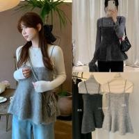 ราคา Y1569 เสื้อสายเดี่ยว ชายแต่งระบายพริ้ว ผ้าหนานุ่ม ใส่เดี่ยว หรือใส่แมทซ์กับเสื้อคอเต่า แฟชั่นเกาหลี TAG Yjia (58155095740)