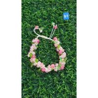 ราคา สร้อยข้อมือลูกปัดดอกไม้ถักด้วยเชือกเทียน (45401992085)