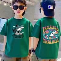ราคา ฉลาม230gmsสำหรับเด็กแขนสั้นหลวมใส่สบายพิมพ์มือ และหญิง (52456289098)