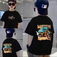 ราคา เสื้อยืดเด็ก 230gms พิมพ์มือ ออกแบบการ์ตูน สไตล์ลำลอง ผ้าฝ้าย 100 (28194053383)