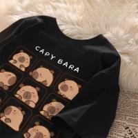 ราคา สำหรับเด็กหญิงแขนสั้นยุคเกาหลีทรงหลวมพิมพ์ลายการ์ตูนคาปิบาราสไตล์วินเทจเสื้อยืดทุกฤดูกาลดีไซน์เหมาะสำหรับชาย (57703296460)