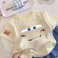 ราคา เป็นที่นิยม แขนสั้น ลายการ์ตูน McQueen คอกลม ยืดเด็กผู้หญิง ทรงหลวม ดีไซน์เรียบง่าย และปลอก (56956269352)