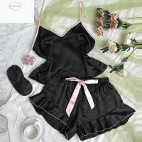 ราคา SILKPULSE ชุดนอนสตรีชุดHomewear Vคอชุดนอนสองชิ้น แฟชั่นนุ่มนัวเนียสบายๆซาตินผ้าไหมแขวนชุดนอนฤดูใบไม้ผลิ ฤดูใบไม้ร่วง (46557199190)