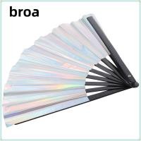 ราคา BROA Silver Laser Rave Hand Fan ไม้ไผ่ขนาดใหญ่ขนาดใหญ่พับ Hand Rave Fan พัดลมพับสีเงินมีสไตล์สําหรับปาร์ตี้เทศกาล (53956971135)