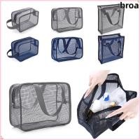 ราคา BROA ถุงตาข่ายอาบน้ํา Beach Mesh Handhold Storage Bag ทนทานน้ํารั่วสีเทาสีฟ้า Quick Dry Bathroom Carry Tote Bathroom Organizer (48857504980)