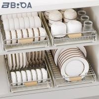 ราคา จัดส่งในพื้นที่ BROA ชั้นเก็บของในครัว สแตนเลส Pullout Slider ชามชั้นวางจาน ความจุขนาดใหญ่ Punch free Divider ภายใต้อ่างล้างจานลิ้นชัก Organizer ห้องครัว (29037746838)