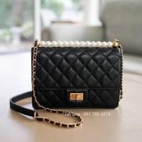 ราคา กระเป๋าหนังแกะแท้ 100 C pearl bag (6850378247)