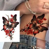 ราคา สติกเกอร์ลายสักชั่วคราวแบบผีเสื้อพลัมสำหรับผู้หญิง อาร์ตเวิร์คสำหรับแขนและเอว 10 ชิ้น (53853703989)
