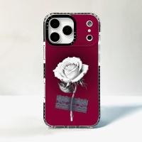ราคา พื้นหลังสีแดงลูกไม้สีเทา Rose สติกเกอร์สําหรับ IPhone 12 13 14 15 16 17ProMax 1213Mini CoverX XR XSMax ซิลิโคนนุ่ม SE 2022 6 7 8 Plus 17 AIR ปลอกกันกระแทก (56557496528)