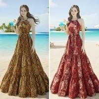 ราคา Z21 Z25 เดรสคล้องคอสายเดี่ยว ลายงู อกสม็อก กระโปรงระบาย 3 ชั้น ผ้าชีฟอง อก 32 44 นิ้ว ยาว 57 นิ้ว ไซด์ SS S M L (47056328542)
