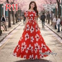 ราคา R1 R2 เดรสปาดไหล่ระบาย ดอกใหญ่ กุหลาบ เดซี่ หน้าอก 34 ยืดถึง 44 นิ้ว (44550249476)