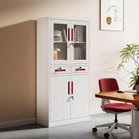 ราคา SMITH ตู้เก็บเอกสารแบบกระจกและทึบบานเปิด รุ่น Artie ขนาด 40x90x185ซม สีขาว แดง สินค้าขายดี (50604192241)