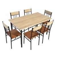 ราคา Big hot Delicato ชุดโต๊ะอาหาร 6 ที่นั่ง รุ่น Akira โต๊ะ 140X80X76ซม เก้าอี้ 42x44x85ซม สีน้ำตาลเข้ม สินค้าขายดี (41823098079)