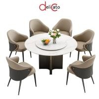 ราคา 1 6 DELICATO ชุดโต๊ะอาหารท็อปลายหินอ่อน 6 ที่นั่ง รุ่น Marblezen ขนาดโต๊ะทรงกลม 135 ซม ขนาดเก้าอี้ 59x65x83 ซม สีขาว (41368964068)