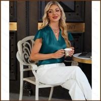 ราคา เสื้อชีฟองคอวีแขนสั้นสำหรับผู้หญิง ปี2026 สวมใส่ง่ายและกระพือ (48757002957)