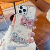 ราคา Rich สาวสไตล์ Rhinestone 3D สีชมพูโบว์สําหรับ Samsung Galaxy M22 F22 M15 F15 M15S F16 M16 M12 F12 M11 M10 M06 M05 F06 M05 F06 M04 M02 S9 S8 Plus ฝาครอบGlitter (55107200854)