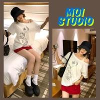 ราคา MOI พร้อมส่ง เสื้อแฟชั่น ปาดไหล่ผู้หญิงพิมพ์ลาย ผ้าCOTTON โคตรนุ่ม LOVE KITTY เสือใส่สบาย ดีไซน์เก๋ไก้และเซ็กซี่ (53904386840)