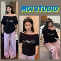 ราคา MOI เกาหลีสไตล์แฟชั่น เสื้อปาดไหล่ ผู้หญิง พิมพ์ลาย NOT LIKES OVERSIZE ผ้าCOTTON โคตรนุ่ม เสือใส่สบาย COD (49404006220)