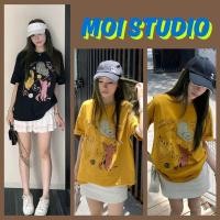 ราคา MOI เกาหลีสไตล์ เสื้อสวยๆผู้หญิง พิมพ์ลาย LAZY CAT ผ้าCOTTON โคตรนุ่ม เสื้อน่ารัก OVERSIZE เสือใส่สบาย COD (48004203891)