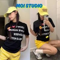 ราคา MOI เสื้อเกาหลี ผู้หญิง LOVE HUMAN พิมพ์ลาย ผ้าCOTTON โคตรนุ่ม สลิมฟิต เสื้อ summe rเสื้อทรงซ้อ เสื้อคอกลม (41857625345)