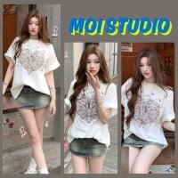 ราคา MOI พร้อมส่ง เกาหลีสไตล์ เสื้อยืดผู้หญิง ผ้าCOTTON โคตรนุ่ม พิมพ์ลาย Butterfly Heart เสื้อคอกลม oversize สวมใส่สบาย (52403277999)