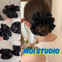 ราคา MOI พร้อมส่ง ยางมัดผมผ้าซาติน ดำ ยางรัดผมระดับไฮเอนด์ สไตล์เกาหลี FS014 (40627005129)