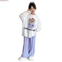 ราคา ชุดนอนเด็กผู้หญิงฤดูหนาว ลายหมีน่ารัก ผ้าฟลีซขนนุ่ม ชุดนอนแขนยาวขายาวแบบหนา ใส่สบายในบ้าน (56207738164)