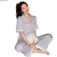 ราคา สินค้าขายดีปี 2025 ชุดนอนสาว สไตล์เกาหลี ลายหัวใจน่ารัก สีม่วงอบอุ่น เนื้อซาตินนุ่ม (41729481524)