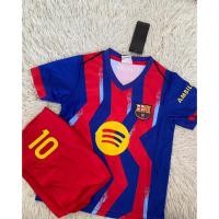 ราคา ชุดฟุตบอลเด็กสีน้ำเงินแดงเบอร์10สกรีนชื่อLAMINE YAMALเสื้อ กางเกง (57757783111)