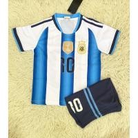 ราคา ชุดฟุตบอลเด็กสีฟ้าขาวสกรีนชื่อMESSIเบอร์10เสื้อ กางเกง (28894440162)