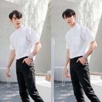 ราคา เสื้อนักศึกษาชาย แขนสั้น แขนยาว เสื้อคอจีน ผ้าดิบ ผ้าร้อนฟรี M XXL (43729335634)