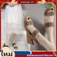 ราคา ส้นสูงส้นหนาส้นกลางรองเท้าแตะแบบใหม่ฤดูร้อนทุกการแข่งขันสายรัดแบนส้นลิ่มฤดูร้อนแม่กันลื่นรองเท้าผู้หญิง (43529522078)