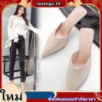 ราคา โลหะเหล็กขนาดเล็ก นิ้วเท้า รองเท้าส้นสูงต้นฤดูใบไม้ผลิ 6 ซม กริช กลางส้นครึ่งรองเท้าแตะหญิงหนังนุ่มฤดูร้อนเกาหลีรุ่นชี้แฟ (52007730428)