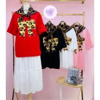 ราคา พร้อมส่ง เสื้อยืดผ้าคอตตอน งานป้ายเกาหลี แบรนด์ ZITONG เสื้อยืดคอกลมOversize แต่งอะไหล่พร้อมผ้าพันคอ (41713226480)