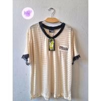 ราคา พร้อมส่ง เสื้อยืดoversize ผ้าบาง คอวี แต่งขอบลูกไม้ ป้ายห้อยแบรนด์Qollection (29689880583)