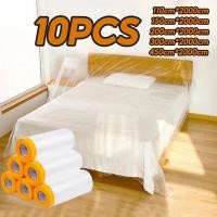 ราคา 10pcs พลาสติกกันฝุ่น พลาสติกคลุมกันฝุ่นเฟอร์นิเจอร์ กันน้ำ กันฝุ่น ความเหนียวดี Tape Masking Film (47957109532)