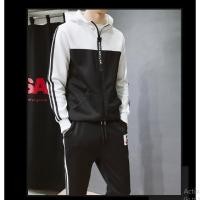 ราคา KP34 ชุดวอร์ม เสื้อ กางเกง แฟชั่น สีขาวดำ (1525612051)