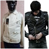ราคา JZ91 แจ็คเก็ตสีขาวหรือสีดำ แจ็คเก็ตหนังผู้ชาย TA24 (17335298714)