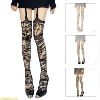 ราคา Time Hollow Out Ripped Hole Garter เข็มขัดแขวน Pantyhose Fishnet Tights สําหรับผู้หญิง (56207315875)
