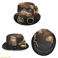 ราคา หมวก Time Steampunk พร้อมแว่นตา หมวก Bowler ฮาโลวีน หมวกแจ๊ส Carnival (53607196237)