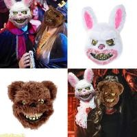 ราคา Time Halloween Bloody Bunny ตุ๊กตาสัตว์น่ากลัวสําหรับหัวสําหรับคอสเพลย์ Masquerade Party Creepy Led Light Up (53407311883)