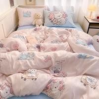 ราคา 4ชิ้น ชุดผ้าปูที่นอนลายการตูน์ครบเซ็ต ผ้าปูที่นอนx1 ปลอกผ้านวมx1 ปลอกหมอนx2 ผ้าฝ้ายซักนุ่ม 5 6ฟุต ปลอกผ้านวม (47402513654)