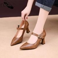 ราคา รองเท้าส้นสูงแบบแมรี่เจนสำหรับผู้หญิง สไตล์วินเทจ หัวแหลม มีสายรัดข้อเท้า ส้นหนา สวมใส่สบาย เหมาะสำหรับใส่ไปงานต่างๆ (49805871102)