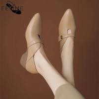 ราคา รองเท้าส้นเตารีดทรงต่ำสำหรับผู้หญิง สวมใส่สบาย ทำจากหนังแท้ หัวแหลม แบบสวม มีหัวเข็มขัดประดับตกแต่ง (50905849330)