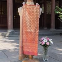 ราคา ผ้าถุงผ้าไทย สีชมพูพีช งานทอมือ (43429411848)