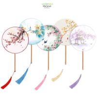 ราคา สตาร์ไซเวย์ วินเทจพิมพ์พัดลมผ้าไหม ภาพวาดหมึกเย็บปักถักร้อยออกแบบจีนรอบพัดลมมือ วัสดุผ้าไหมด้ามยาวทรงกลมพู่โบราณเต้นรําพัดลมเต้นรําประ (40379329518)