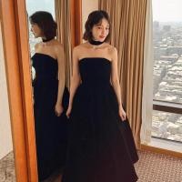 ราคา ชุดราตรีสีดำแบบ Hepburn จากกำมะหยี่ ออกแบบเรียบง่ายและสลิม มีกระโปรงปุย (48504889743)