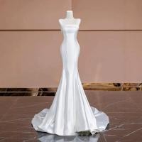ราคา ชุดราตรีสีขาบซาตินหางปลาสไตล์ฝรั่งเศส เหมาะสำหรับถ่ายภาพและโอกาสสำคัญ FC727 (48454773535)